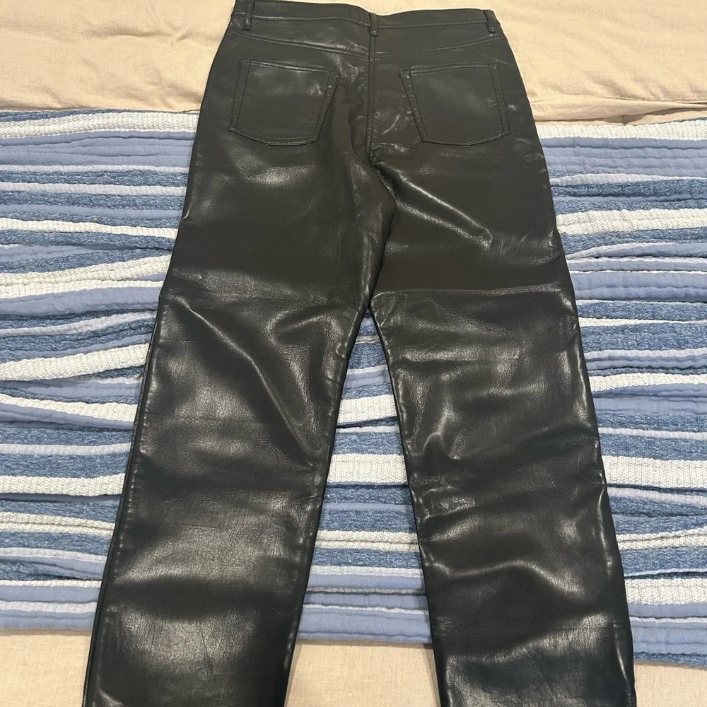 ARITZIA Wilfred The Melina Black Leather Trousers - Picture 3 of 4